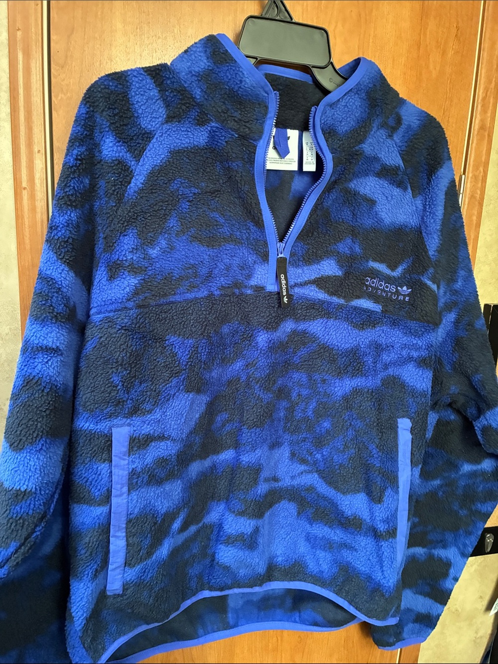 Adidas Adventure Polar Fleece 1/2 Zip 90s Utility Blue Camo Sweater Jacket Sz M
